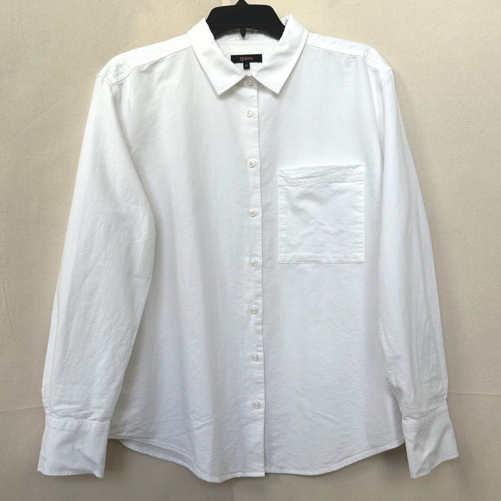 Quince Crisp Organic Cotton Relaxed Oxford Shirt White Size M Button Down L/S